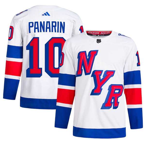 Mens New York Rangers #10 Artemi Panarin White 2024 Stadium Series Stitched Jersey Dzhi